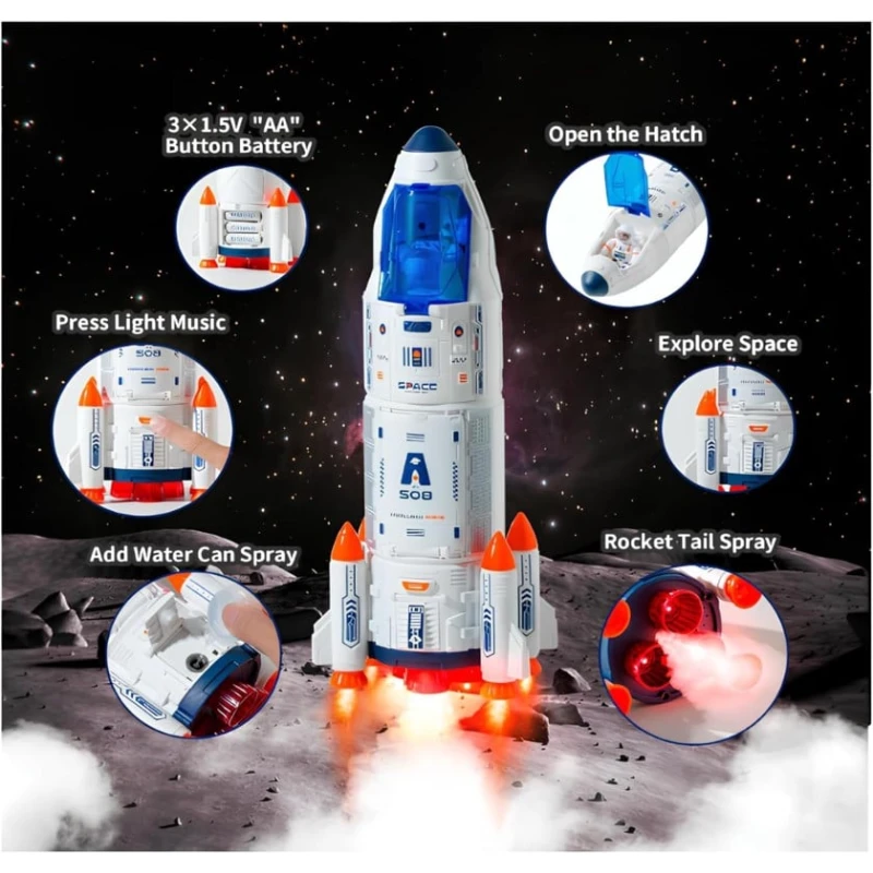 Kosmonavt oyunu SX-30 Space, işıq və səs effektləri ilə, ağ/göy