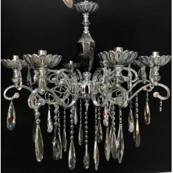 Asma çılçıraq Şəms Aydınlatma 85101, 8 x E14, kül rəngli kristallar, diametr 60-70 sm, hündürlük 60-80 sm