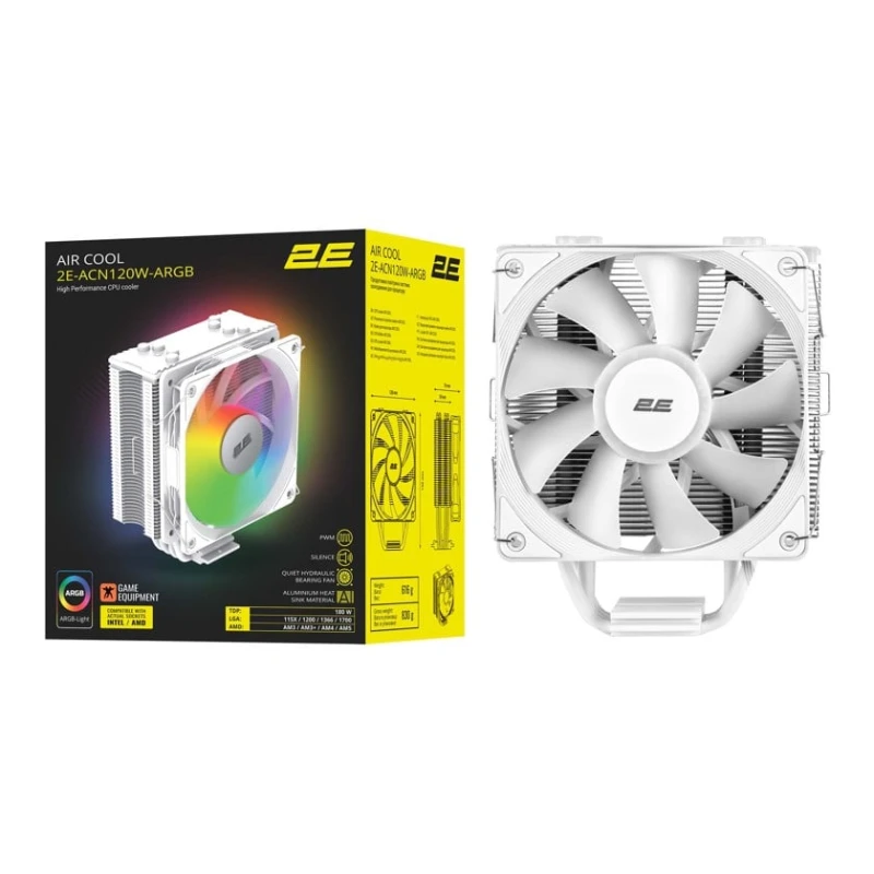 Кулер для процессора 2E GAMING Air Cool ACN120W-ARGB (2E-ACN120W-ARGB) Кулер для процессора 2E GAMING Air Cool ACN120W-ARGB (2E-ACN120W-ARGB)