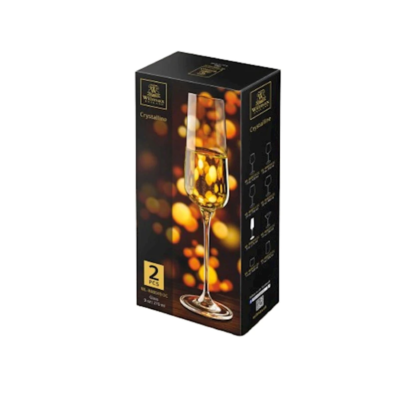 Набор бокалов для шампанского Wilmax WL‑888049/2C, 260 мл, хрусталь, прозрачный, 2 шт Набор бокалов для шампанского Wilmax WL‑888049/2C, 260 мл, хрусталь, прозрачный, 2 шт
