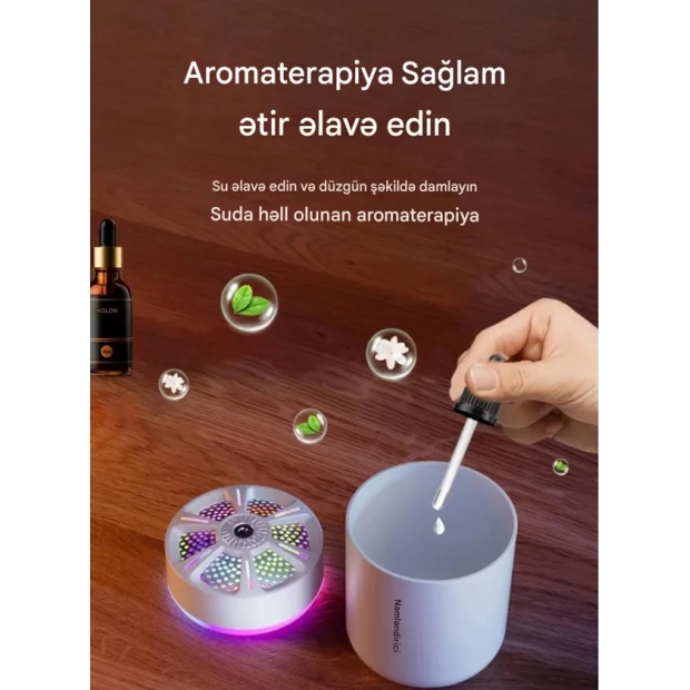 Rəngli işıqlandırma ilə hava nəmləndirici, 180 ml