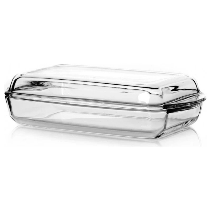 Bişirmə üçün forma Borcam 59009, 2 l, 19x33x5 sm, düzbucaq, şüşə, şəffaf