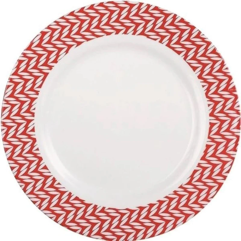 Тарелка десертная Porcelaire SF-250, стекло, белая/красная, 19 см Тарелка десертная Porcelaire SF-250, стекло, белая/красная, 19 см