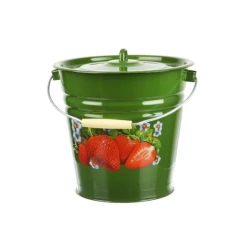 Ведро цельнотянутое с крышкой СтальЭмаль С1224.зП*59 с декором Клубника садовая, 12л, зеленый Ведро цельнотянутое с крышкой СтальЭмаль С1224.зП*59 с декором Клубника садовая, 12л, зеленый