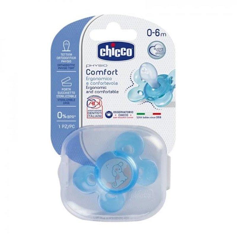 Əmzik Chicco Physio Comfort, 0-6 ay, silikon, mavi Əmzik Chicco Physio Comfort, 0-6 ay, silikon, mavi