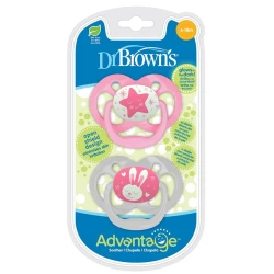 Набор пустышек Dr.Brown's Advantage, 6-18 месяцев, силикон, 2 шт, с подсветкой, розовый Набор пустышек Dr.Brown's Advantage, 6-18 месяцев, силикон, 2 шт, с подсветкой, розовый
