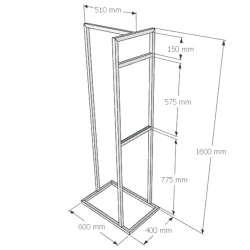 Asma-dayaq 3563_M2ReylHighWh Ağ, dəmir, 160x40x60 sm