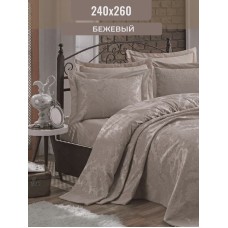 Örtük və yastıq üzü dəsti Gardines, örtük 240x260 sm, yastıq üzü 50x70 sm 2 ədəd, ikinəfərlik, poliester/pambıq, bej - RB_210967_001