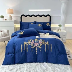 Yataq dəsti MiraNova CTS-441, mələfə 230х250 sm, yorğan üzü 200х220 sm, yastıq üzləri 50x70 sm, ikinəfərlik, velür, göy