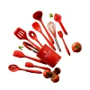 Набор кухонных принаджлежностей DCJ1012-2, 11 шт, на подставке, силикон/нержавеющая сталь, красный