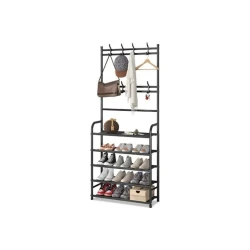 Вешалка с полками 80x26x170 см, черная Вешалка с полками 80x26x170 см, черная