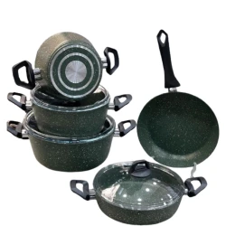 Набор посуды, гранит, зеленый, 9 предметов, 20/24/26/28 см