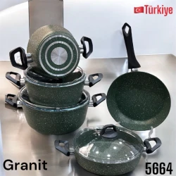 Набор посуды, гранит, зеленый, 9 предметов, 20/24/26/28 см