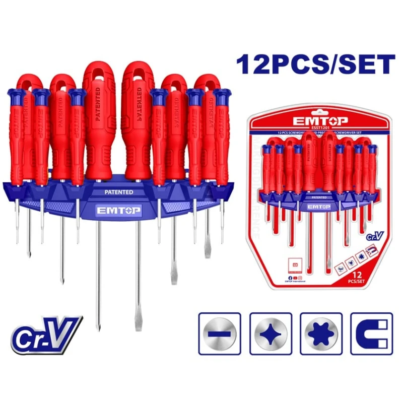 Набор отверток Emtop ESST1201, 12 шт Набор отверток Emtop ESST1201, 12 шт
