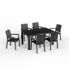 Bağ üçün mebel dəsti Florya Garden Antrasit, masa ölçüsü 90x150 sm, stul ölçüsü 45x58x56x84 sm - Florya Garden 051