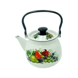 Чайник для кипячения воды Керченская эмаль Восточное просо, 3500 мл, эмалированная сталь, белый