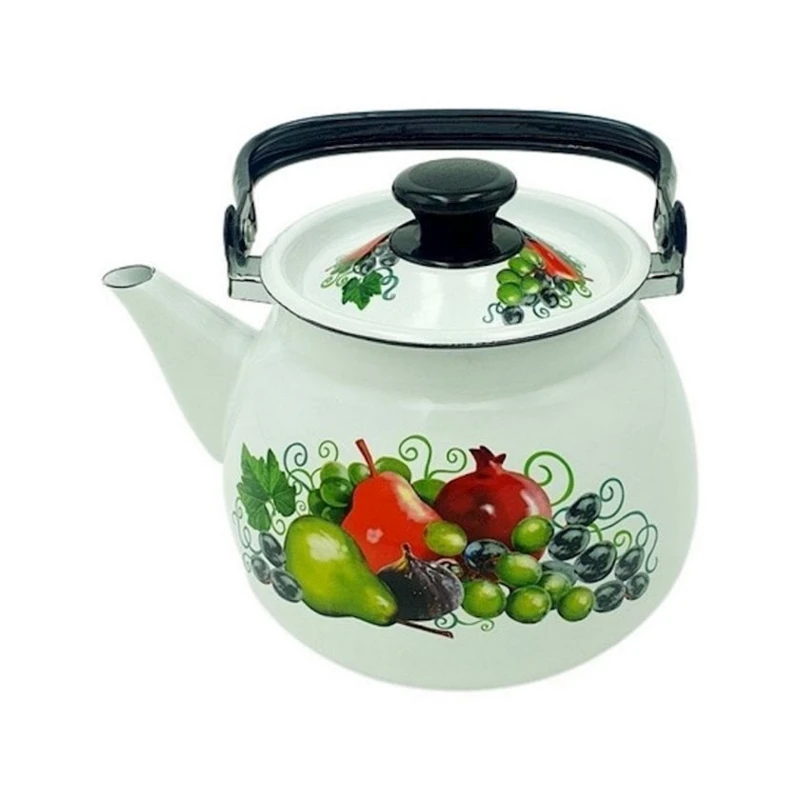 Чайник для кипячения воды Керченская эмаль Восточное просо, 3500 мл, эмалированная сталь, белый