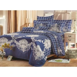 Комплект постельного белья Luxe Cotton 395, пододеяльник 160x220 см, простыня 160x220 см, наволочка 50х70 см, полутораспальный, синий