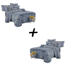 Комплект постельного белья Sahara EMO-000022, пододеяльник 230x240 см, простыня 220x200 см, 2 шт наволочки 50х70 см, двуспальный, сатин, разноцветный + Комплект постельного белья Sahara EMO-000022, пододеяльник 230x240 см, простыня 220x200 см, 2 шт наволо