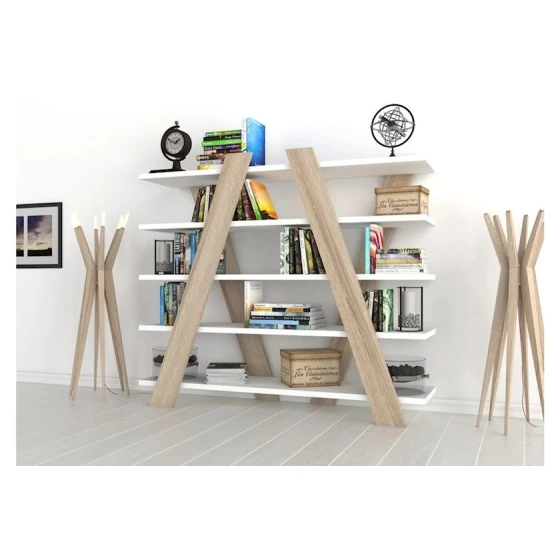 Stellaj Letta LDSP, ağ/taxta, 180x25x180 sm