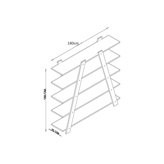 Stellaj Letta LDSP, ağ/taxta, 180x25x180 sm