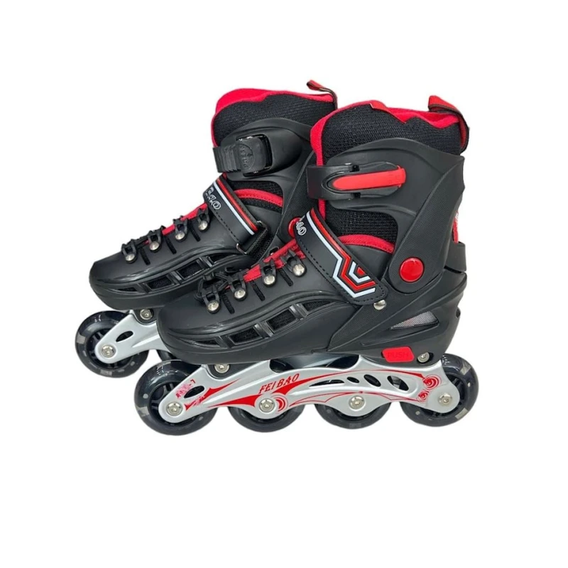 Роликовые коньки 16888AM, размер 34-37, черный/красный