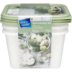 Контейнер для хранения Flink & Sauber прямоугольник, 3 шт, с крышкой, Прозрачный/Зеленый