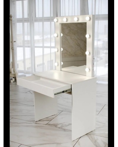 Makiyaj masası Art Mebel 75, laminat, ağ, 156x80x45 sm