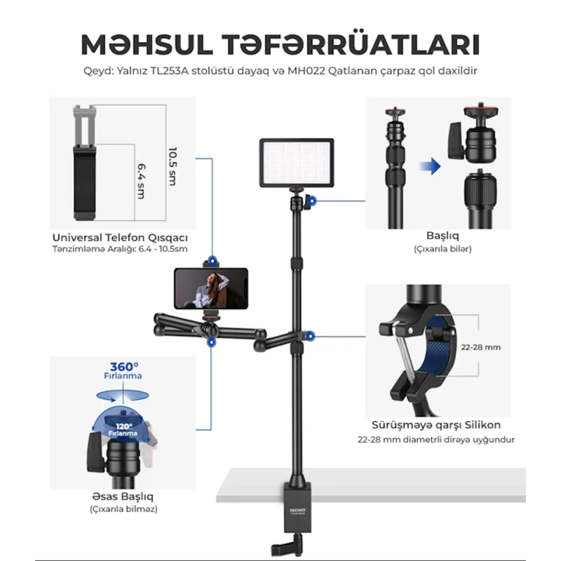 Штатив Neewer TL253A-MH022 Штатив Neewer TL253A-MH022