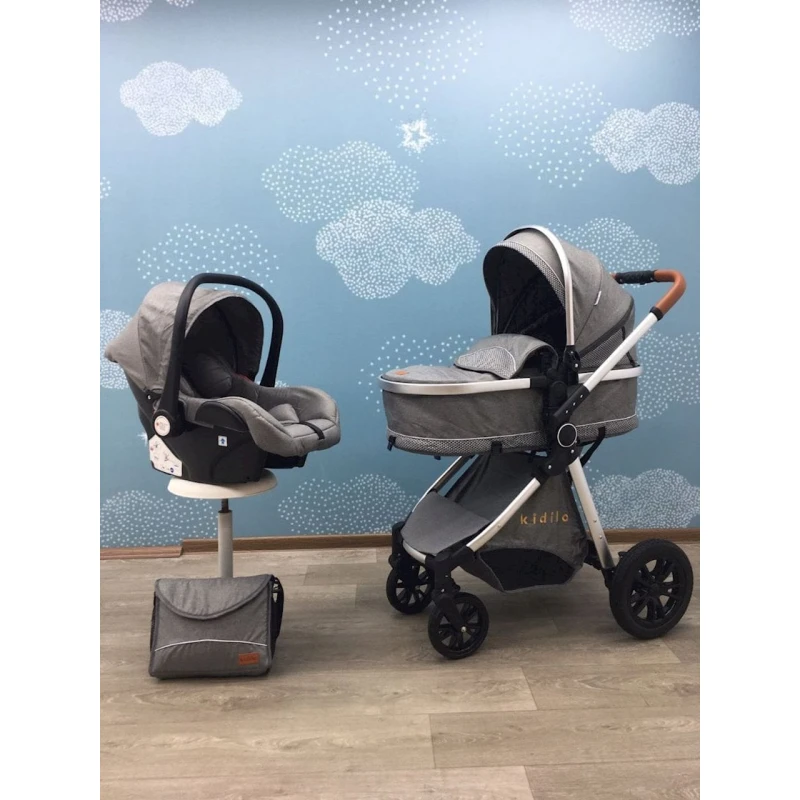 Детская коляска 3в1 Kidilo V91C3, серая