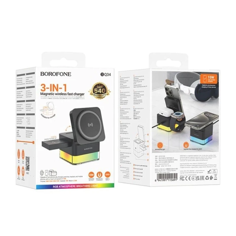Беспроводное зарядное устройство Borofone BQ34, Черный Беспроводное зарядное устройство Borofone BQ34, Черный