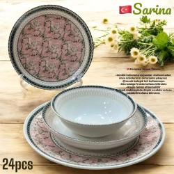 Набор столовой посуды Sarina SHA-00006594, фарфор, белый, 6 персон, 24 предмета