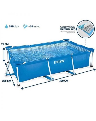 Karkaslı hovuz Intex 28272NP, göy, 300x200x75 sm, 3834 l