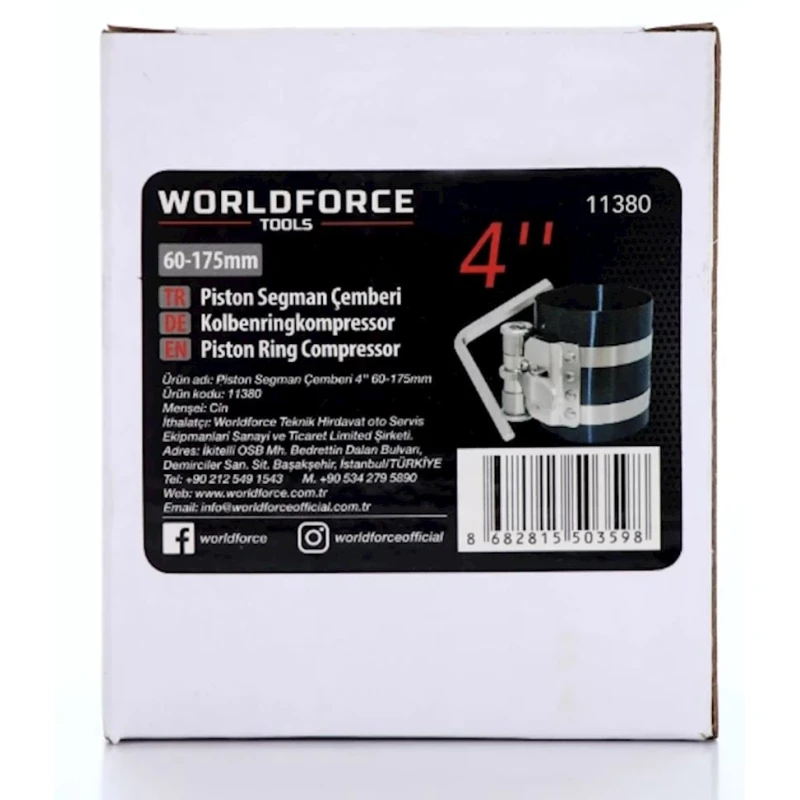 Поршневое кольцо Worldforce 11380 4'' 60-175 мм Поршневое кольцо Worldforce 11380 4'' 60-175 мм