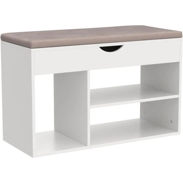 Тумба для обуви Art Mebel, ЛДСП/текстиль, кремовая, 35х60х90 см