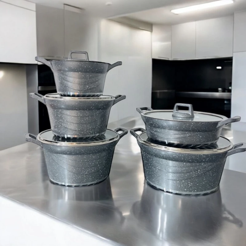 Набор посуды Gallery Home GH-000137, 20/24/28/32 см, гранит/алюминий, серый, 10 предметов