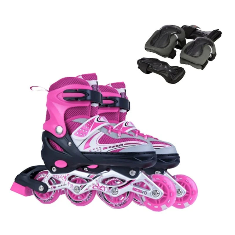 Роликовые коньки и набор защиты KahnSport 010076, металл, розовый, размер 39-42