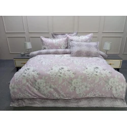 Комплект постельного белья FS-494, пододеяльник 200x220 см, простыня 220x240 см, наволочки 50x70 см 2 шт, двуспальный, розовый