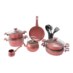 Набор посуды Çırağan, гранит, красный, 19 предметов