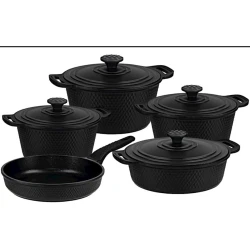 Qab-qacaq dəsti Oms SHA-00002493, qranit, qara, 9 parça