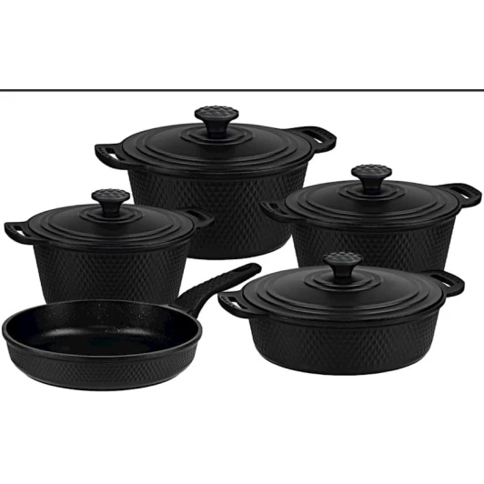 Набор посуды Oms SHA-00002493, гранит, черный, 9 предметов