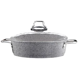 Сотейник Shosman 4865, гранит, с крышкой, 28 см, серая