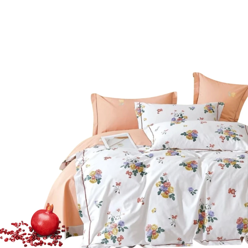 Комплект постельного белья Narlı 000932, пододеяльник 200x220 см, простыня 240x260 см, 2 наволочки 50x70 см, двуспальный, хлопок/сатин, разноцветный