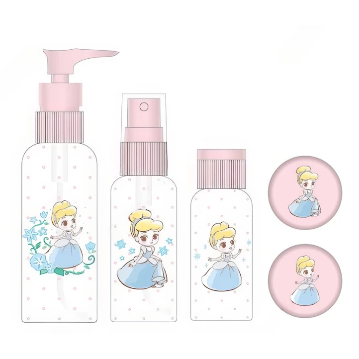 Дорожный набор бутылок для косметических средств Miniso Disney Princess Cinderella 5 предметов Дорожный набор бутылок для косметических средств Miniso Disney Princess Cinderella 5 предметов