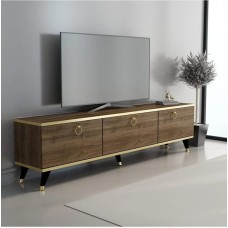 TV üçün tumba 004, 180x55x33 sm, laminat, qəhvəyi/qızılı