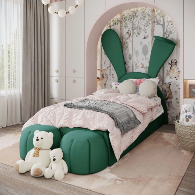 Tək nəfərlik çarpayı Art_tek_yataq(120) 32, laminat/parça, yaşıl, 200x85x120 sm