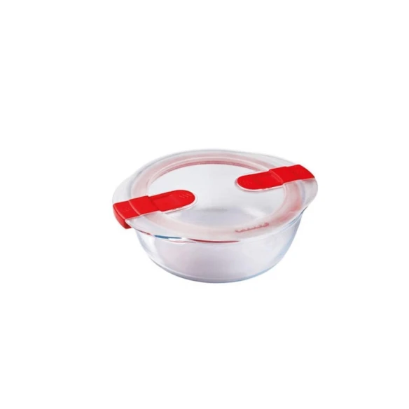 Konteyner Pyrex, 1 l, şəffaf/qırmızı