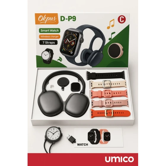 Dəst Okpus D-P9 7 Qulaqlıq, ağıllı saat və 7 qayış