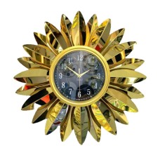 Настенные часы Подсолнух 6240_leatherclock60, золотистый, 60x60 см