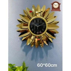Настенные часы Подсолнух 6240_leatherclock60, золотистый, 60x60 см